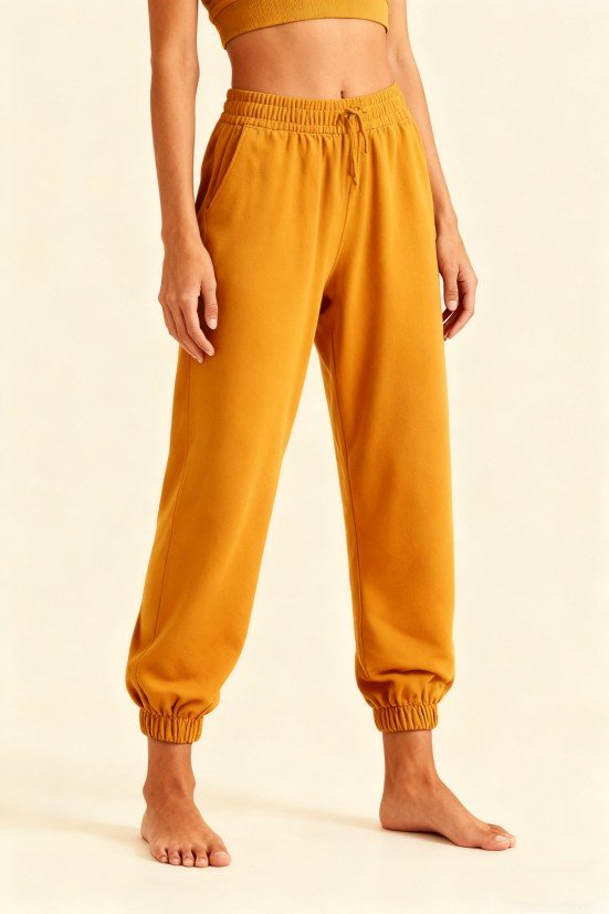 Women's Mustard Yellow Drawstring Jogger Pants – Comfortable Loungewear & Yoga Bottoms