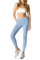 Light Blue High-Waist Yoga Leggings with White Side Stripes